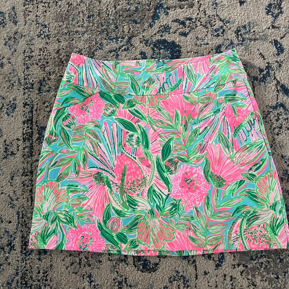 Lilly Pulitzer Pink & Green Tropical Floral Mini Skirt